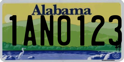 AL license plate 1AN0123