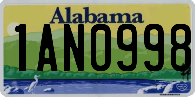 AL license plate 1AN0998