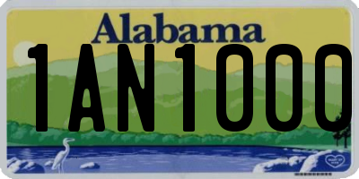 AL license plate 1AN1000