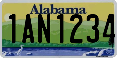 AL license plate 1AN1234