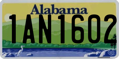 AL license plate 1AN1602