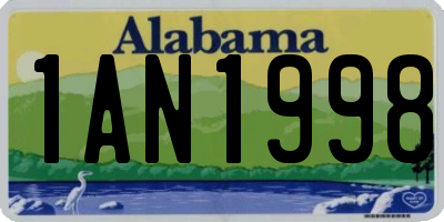 AL license plate 1AN1998