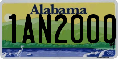 AL license plate 1AN2000