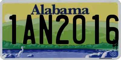 AL license plate 1AN2016