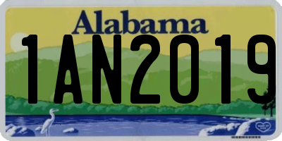 AL license plate 1AN2019