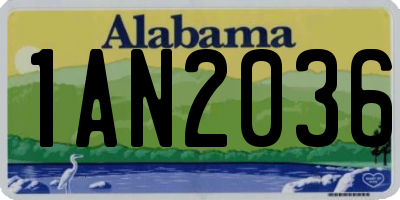AL license plate 1AN2036