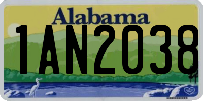 AL license plate 1AN2038
