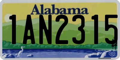AL license plate 1AN2315