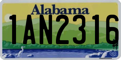 AL license plate 1AN2316