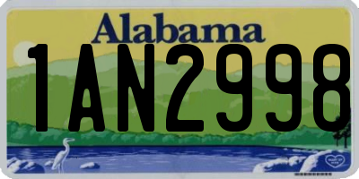AL license plate 1AN2998