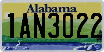 AL license plate 1AN3022