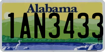 AL license plate 1AN3433
