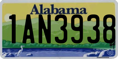 AL license plate 1AN3938