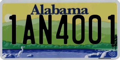 AL license plate 1AN4001