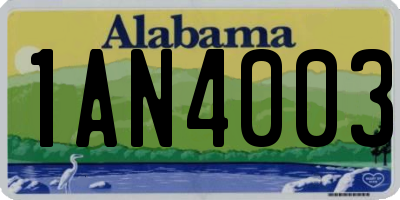 AL license plate 1AN4003