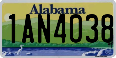 AL license plate 1AN4038