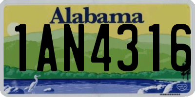 AL license plate 1AN4316