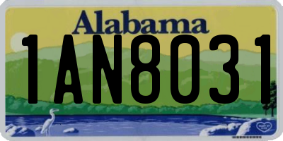 AL license plate 1AN8031