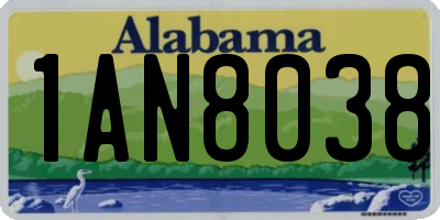 AL license plate 1AN8038