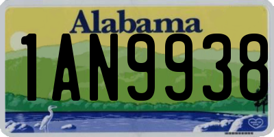 AL license plate 1AN9938