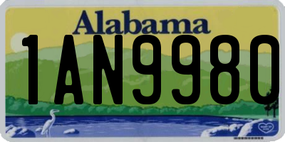 AL license plate 1AN9980
