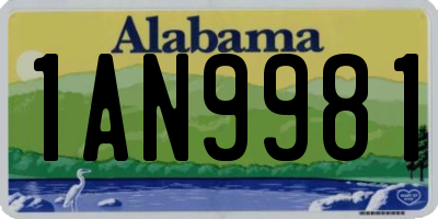 AL license plate 1AN9981