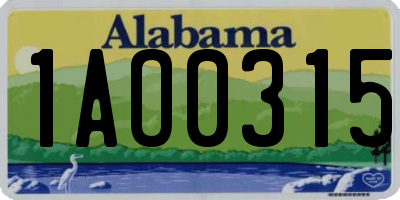 AL license plate 1AO0315