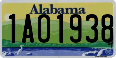 AL license plate 1AO1938