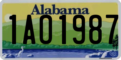 AL license plate 1AO1987