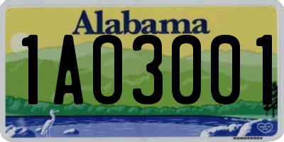 AL license plate 1AO3001