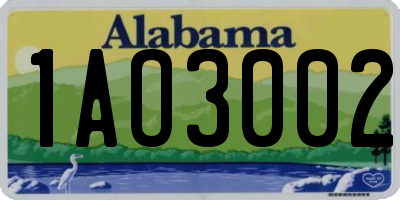 AL license plate 1AO3002