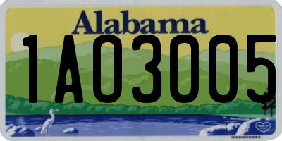 AL license plate 1AO3005