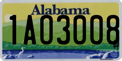 AL license plate 1AO3008
