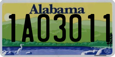 AL license plate 1AO3011