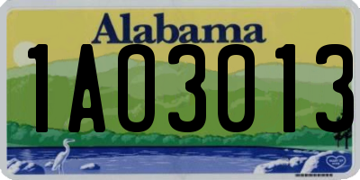 AL license plate 1AO3013