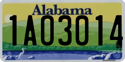 AL license plate 1AO3014