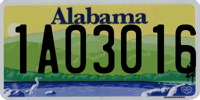 AL license plate 1AO3016