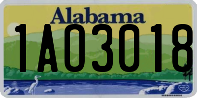 AL license plate 1AO3018