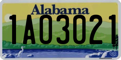 AL license plate 1AO3021