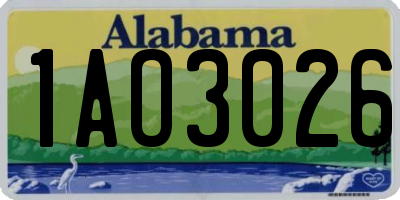 AL license plate 1AO3026