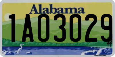 AL license plate 1AO3029