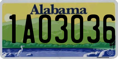 AL license plate 1AO3036