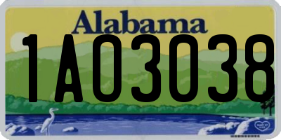 AL license plate 1AO3038