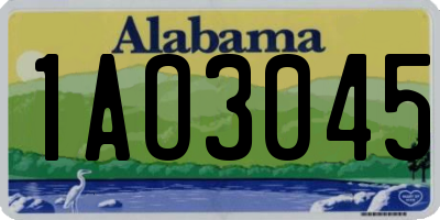 AL license plate 1AO3045