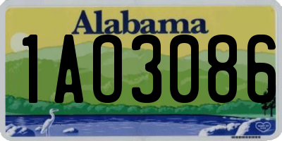 AL license plate 1AO3086