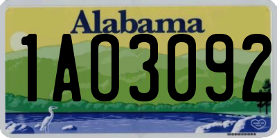 AL license plate 1AO3092
