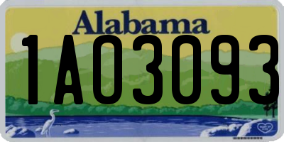 AL license plate 1AO3093