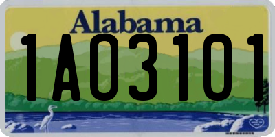 AL license plate 1AO3101