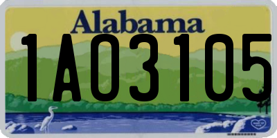 AL license plate 1AO3105