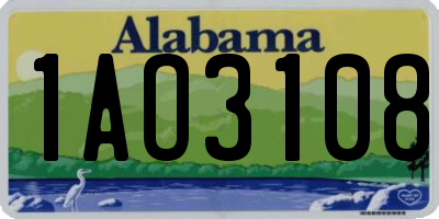 AL license plate 1AO3108